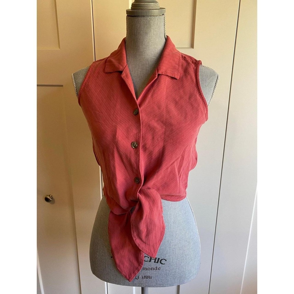 Silk Top Tommy Bahama Small Collar Button Tie Cropped Vtg Y2K sku53A